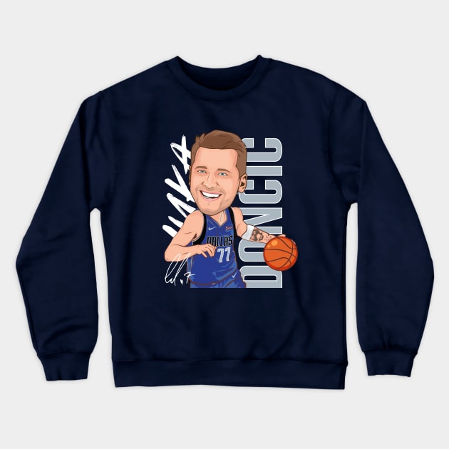 Luka Doncic Dallas Mavericks 77 Crewneck Sweatshirt by portraiteam